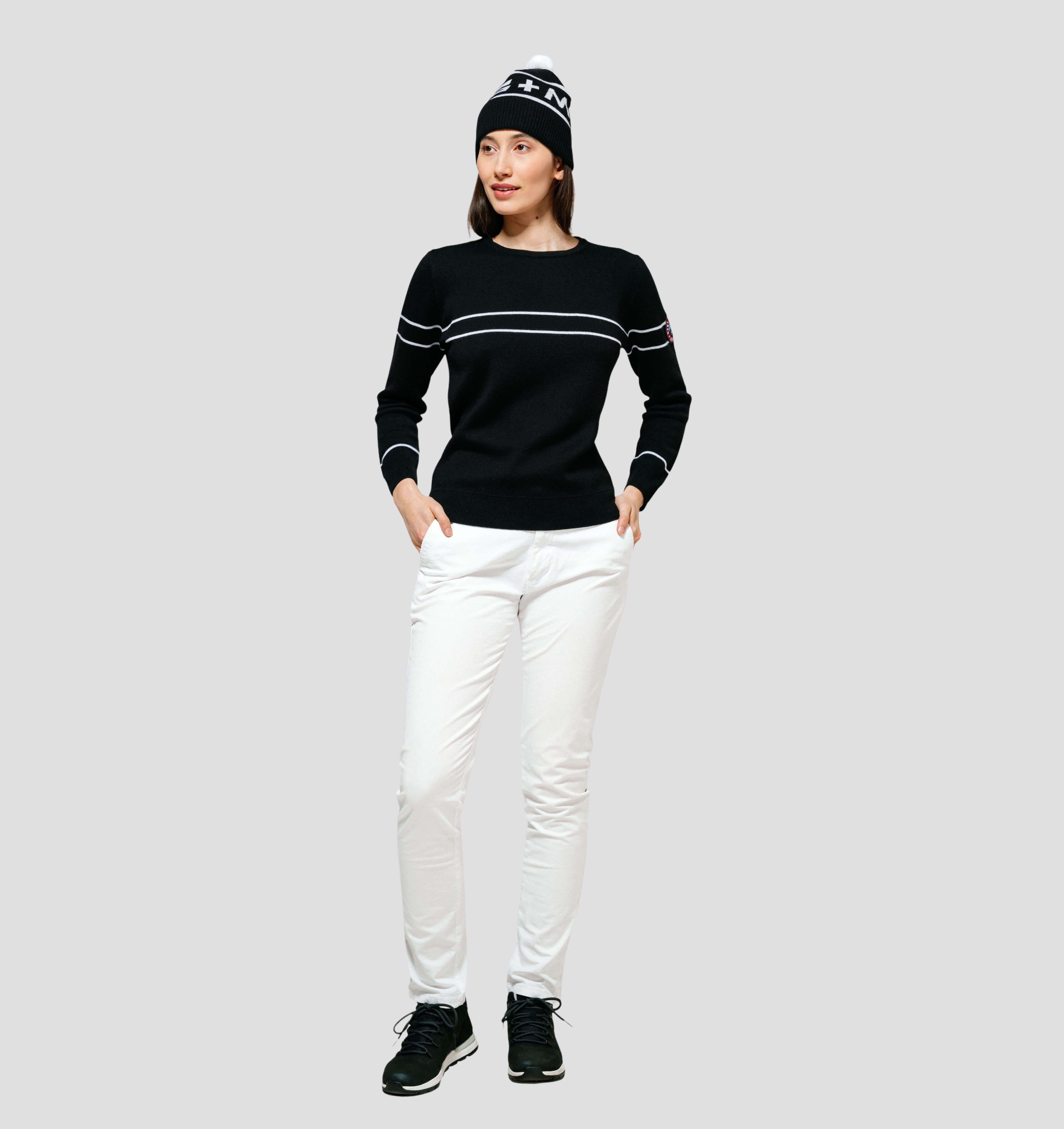 Merino Bobble Hat - Azure Blue / Crimson Red / One Size