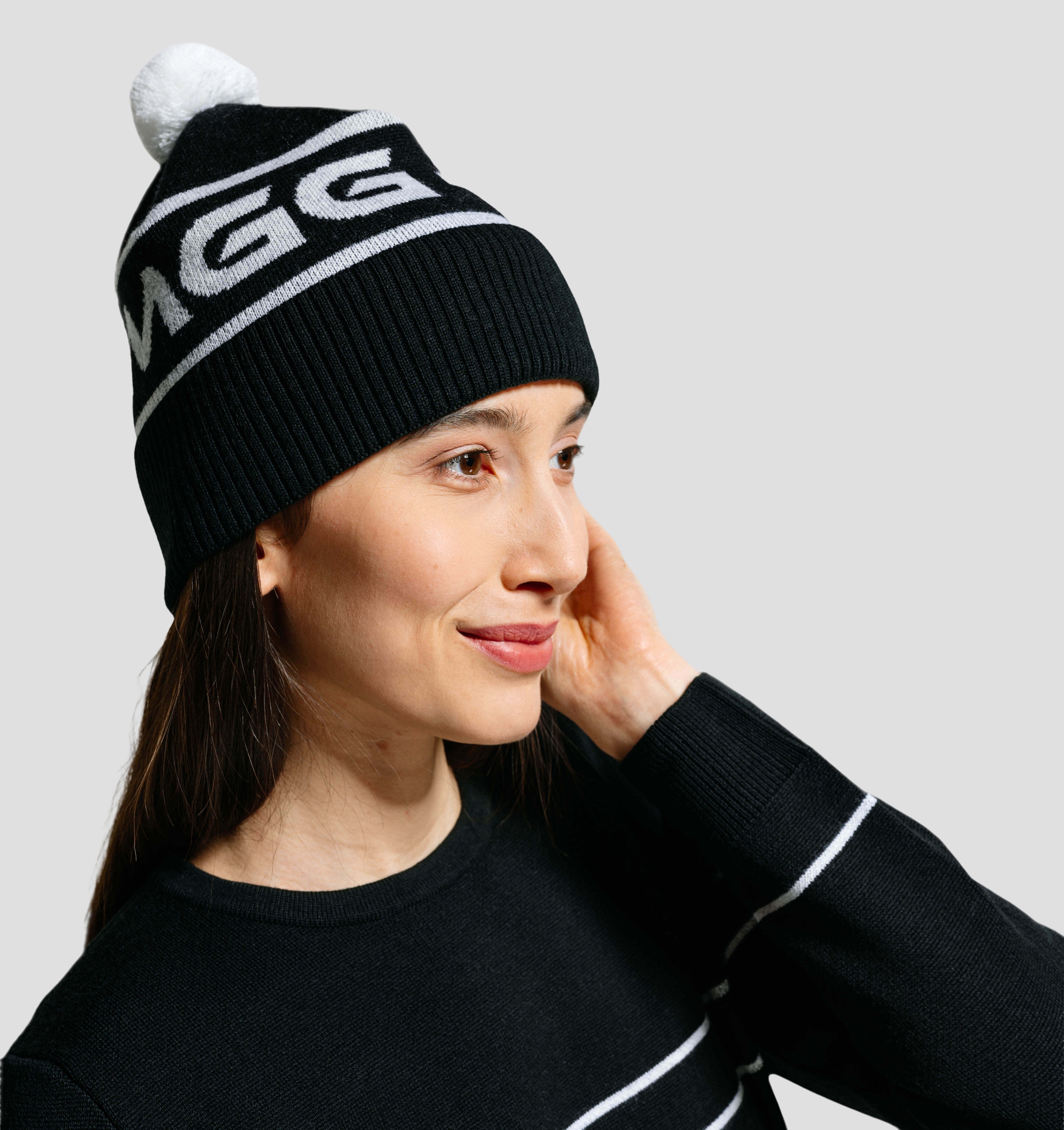 Merino Bobble Hat - Azure Blue / Crimson Red / One Size