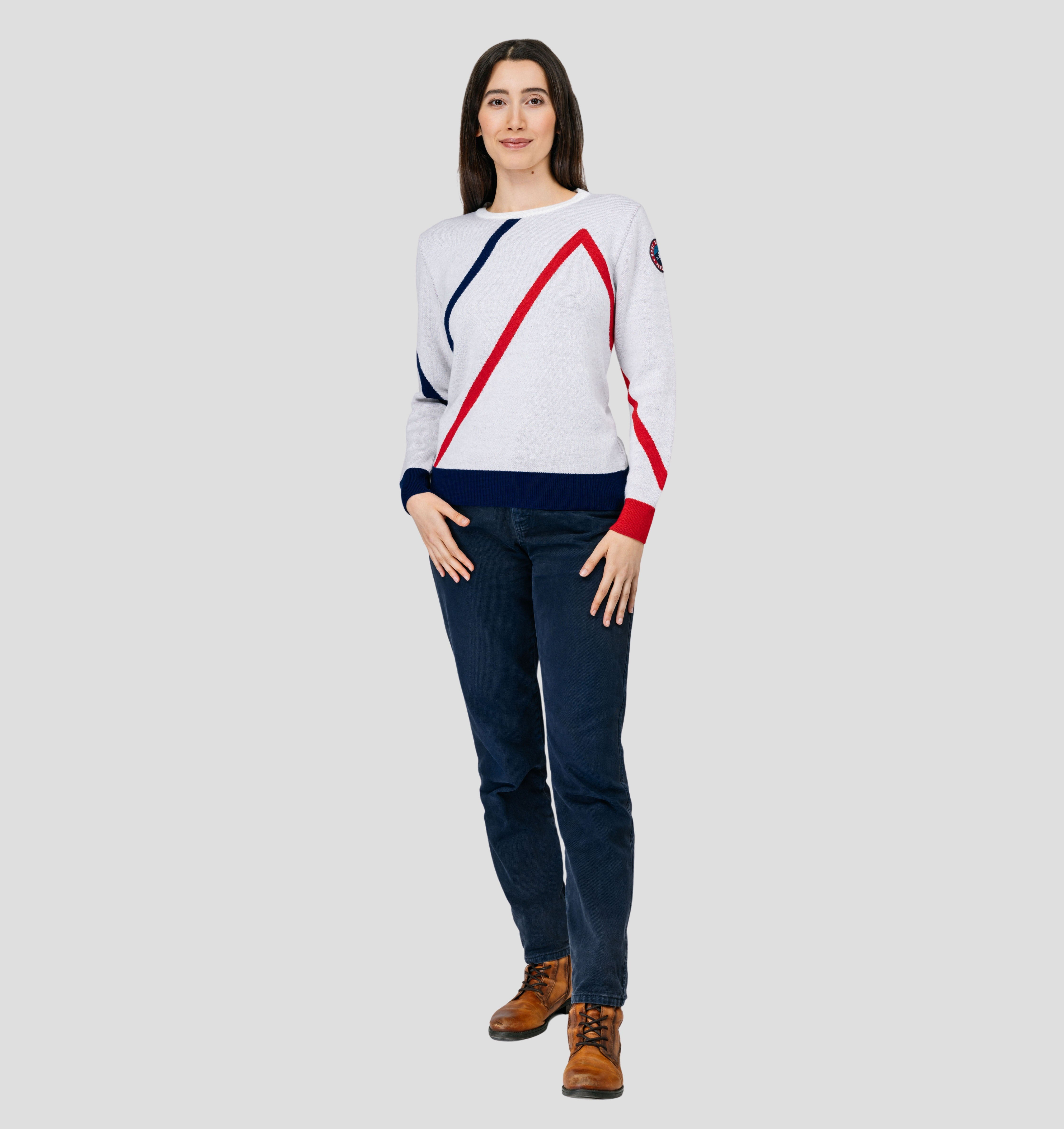 Zig Zag Merino Sweater - Frost White / XS