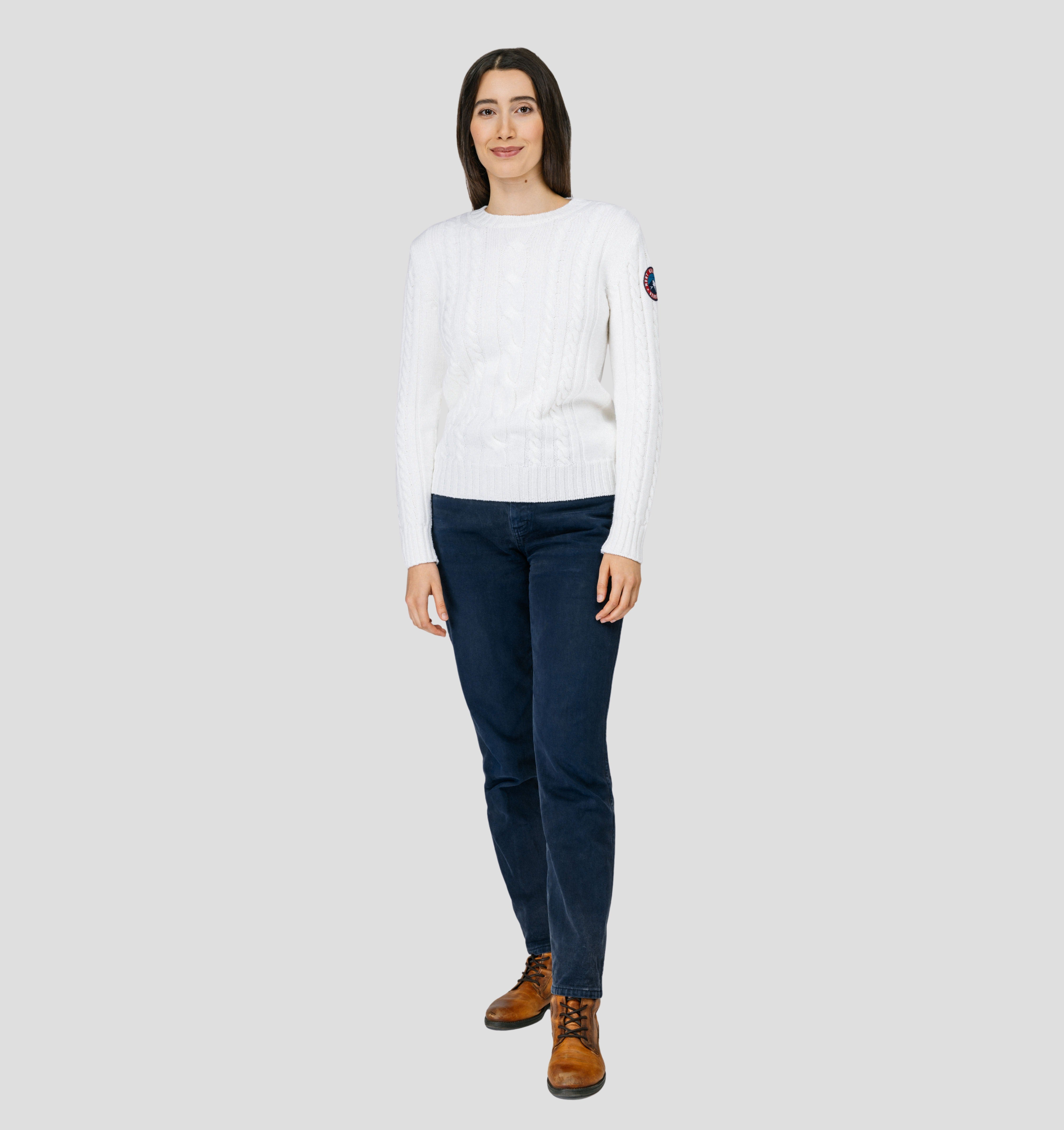 Cable Knit Merino Sweater - Cream White / XS