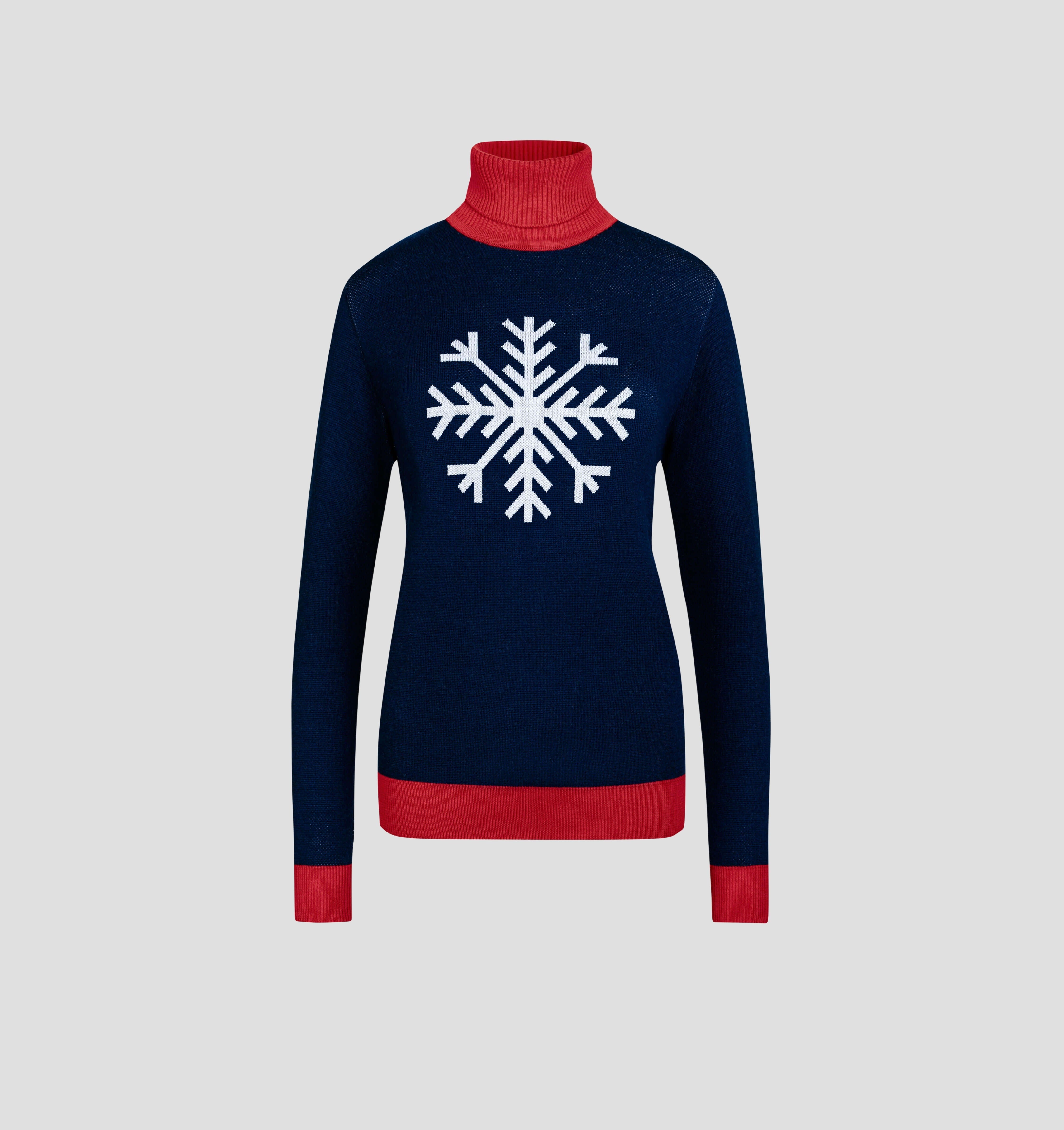 Snowflake Merino Sweater - Navy Blue / Frost White / XS
