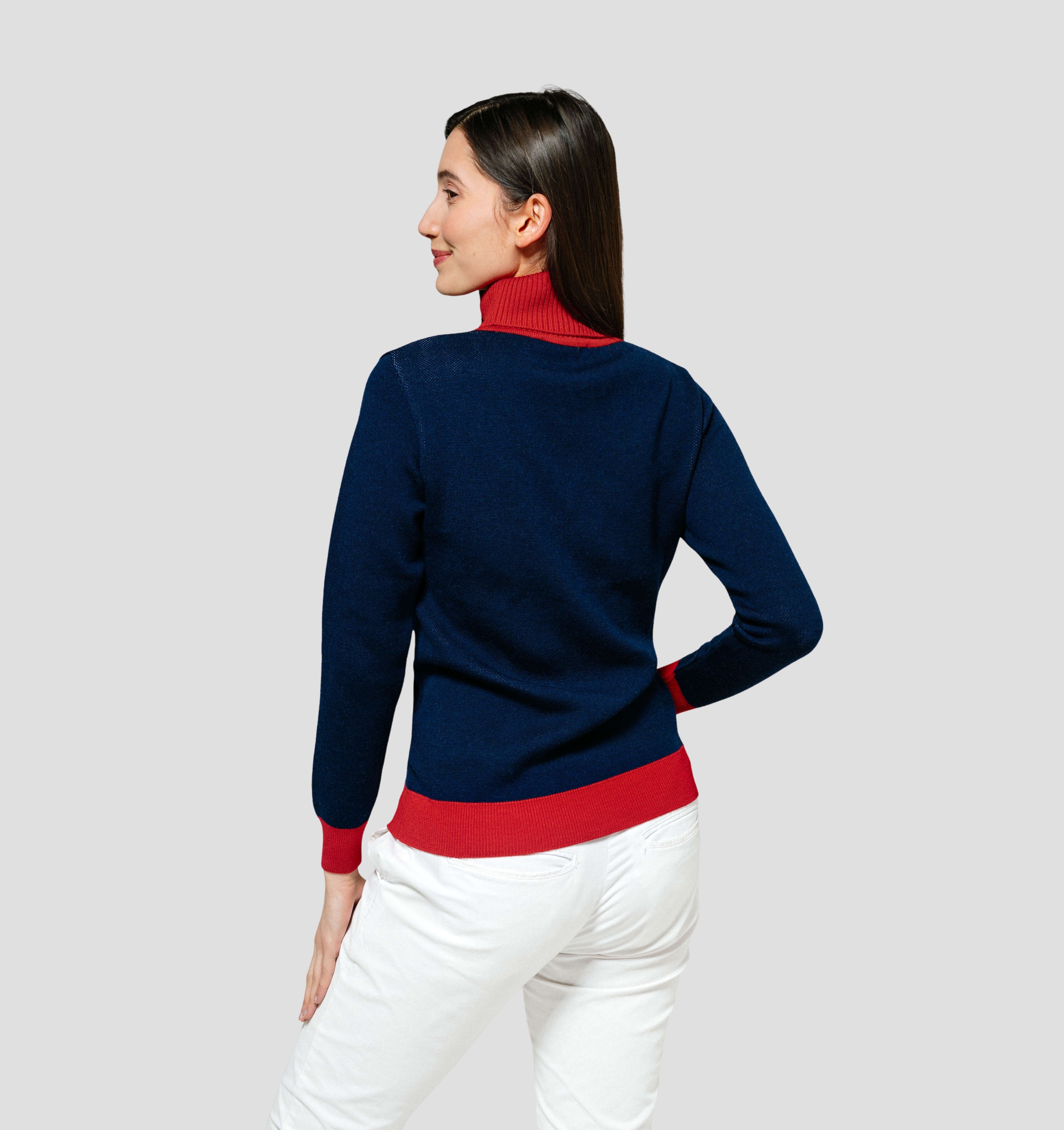 Snowflake Merino Sweater - Navy Blue / Frost White / XS