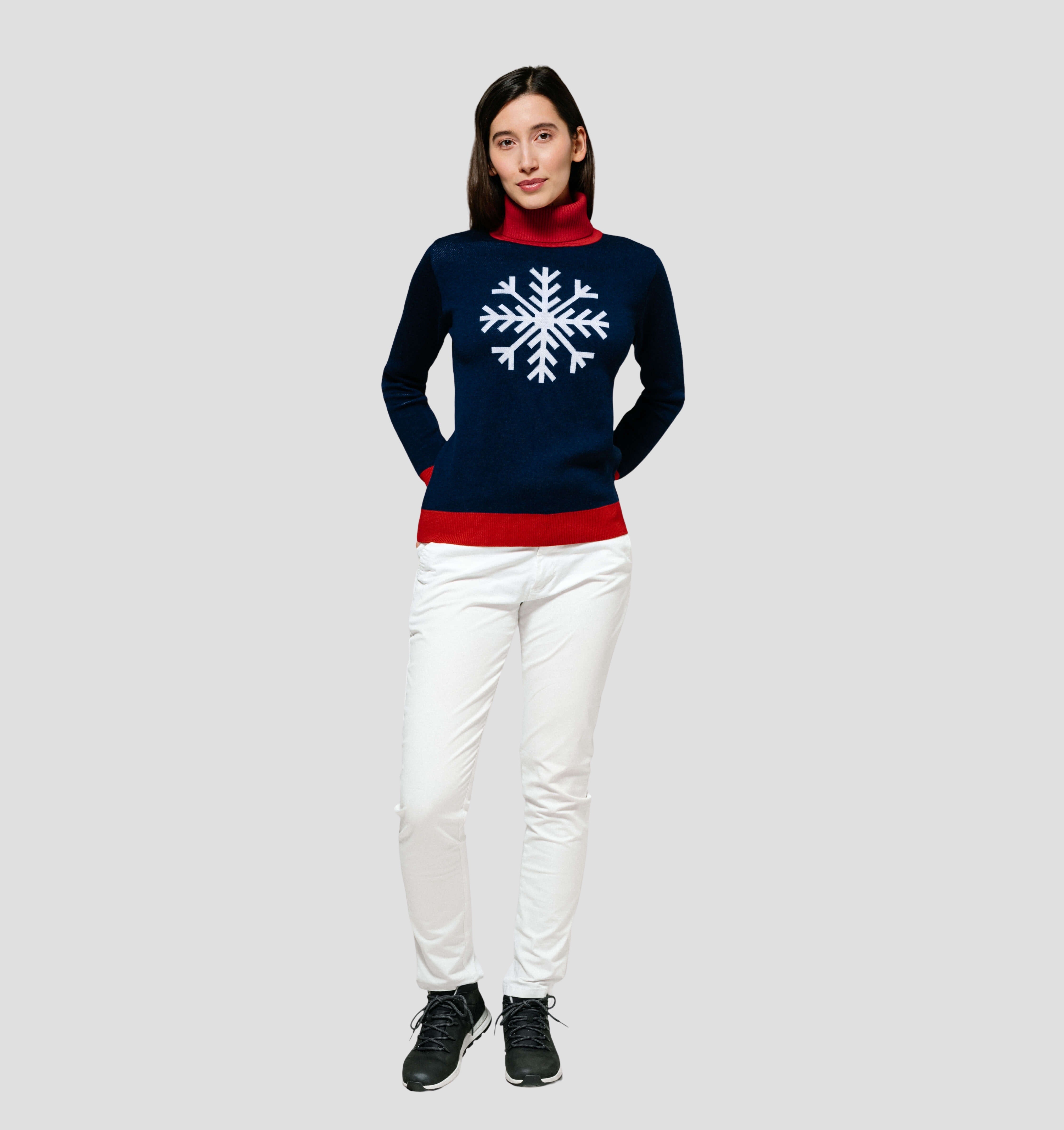 Snowflake Merino Sweater - Navy Blue / Frost White / XS