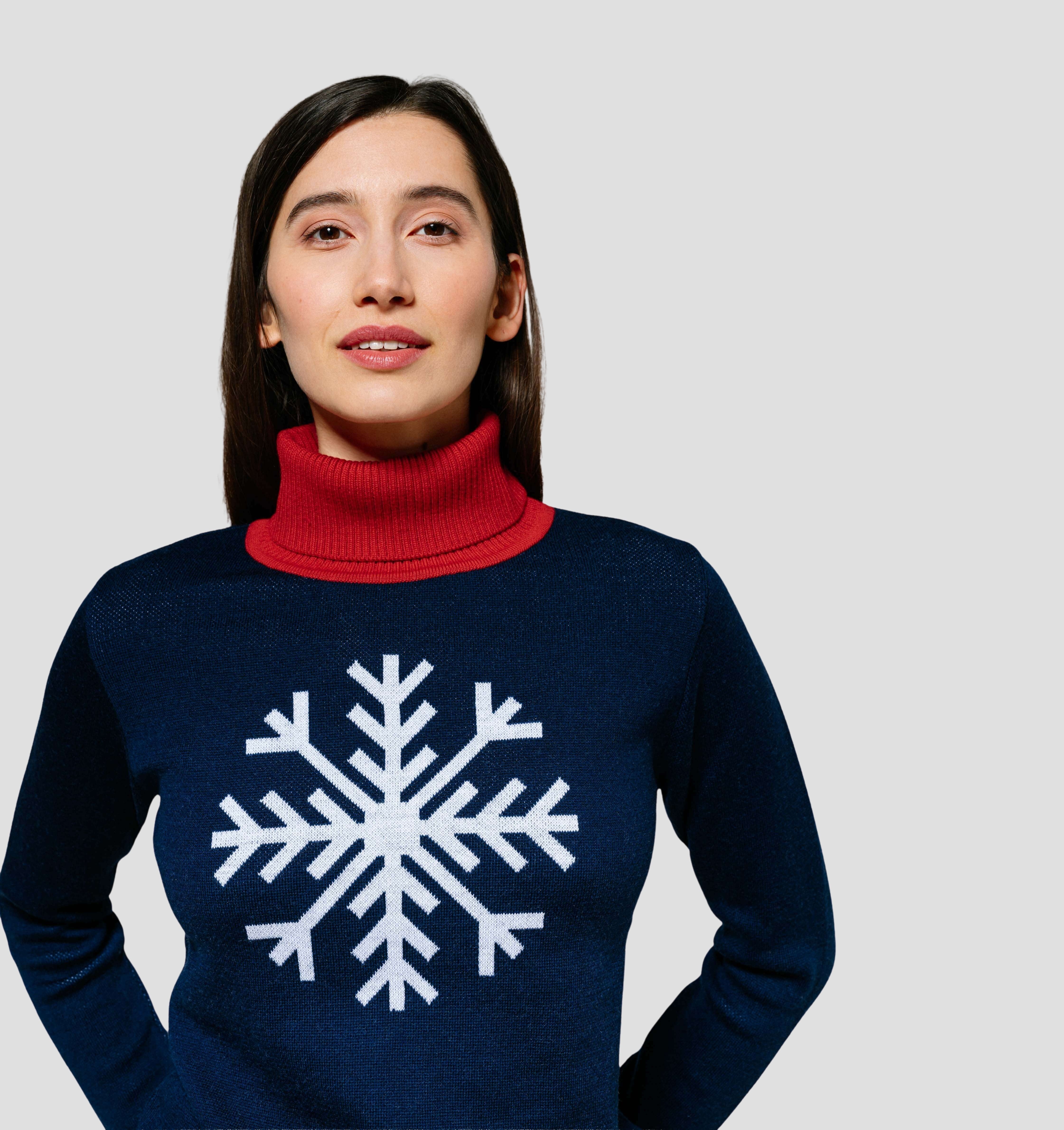 Snowflake Merino Sweater - Navy Blue / Frost White / XS