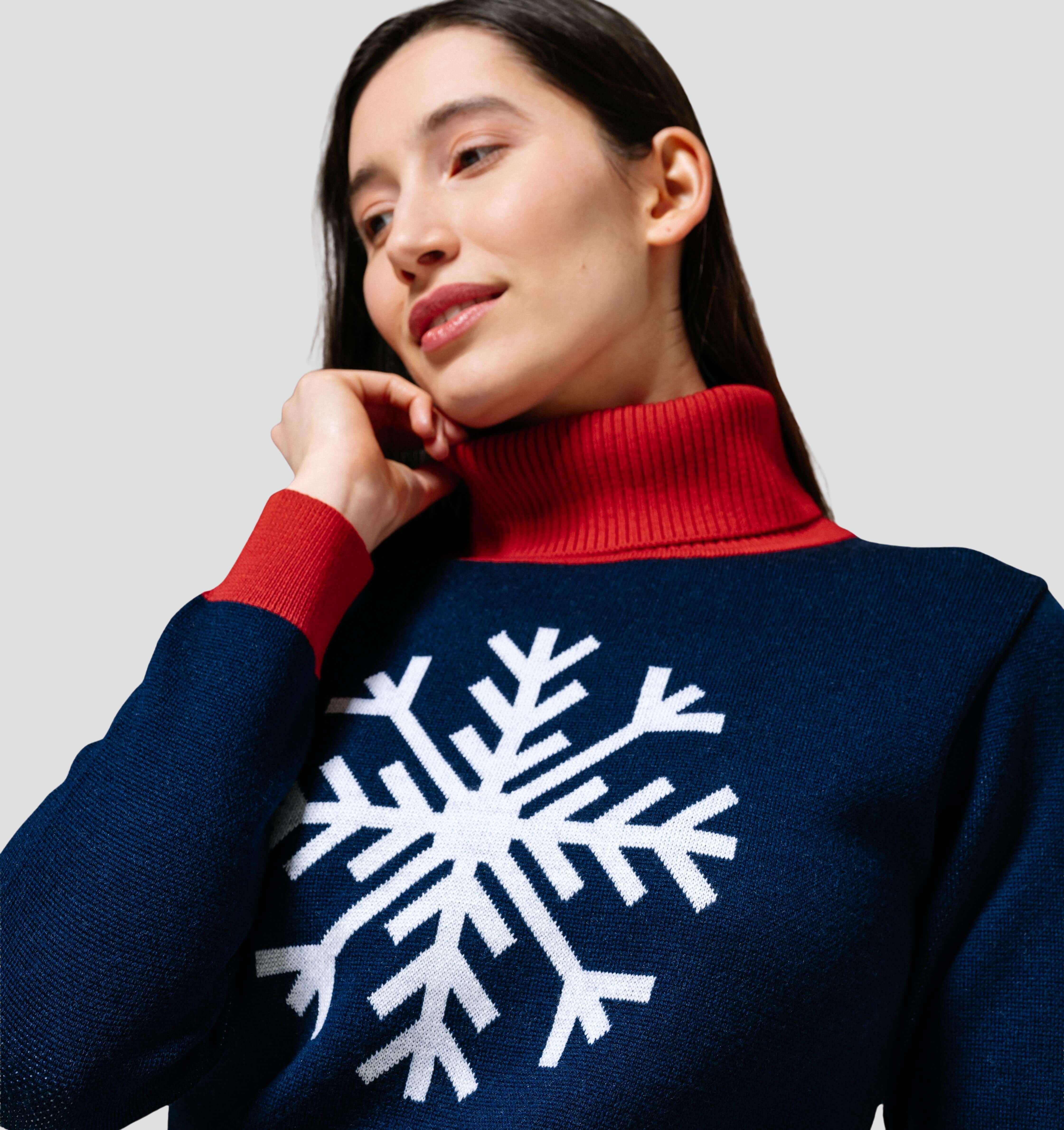 Snowflake Merino Sweater - Navy Blue / Frost White / XS