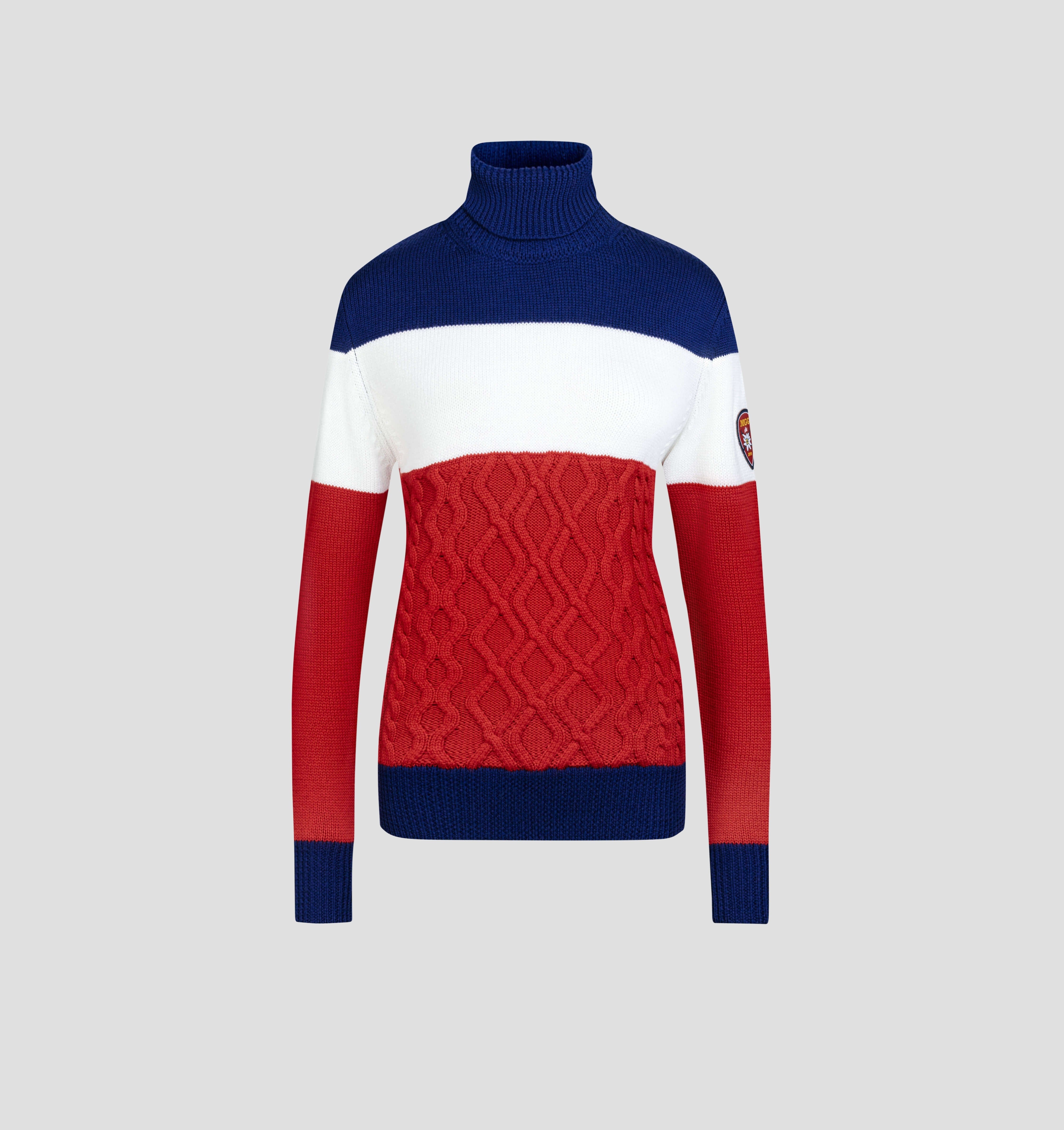 Heritage Merino Sweater - Crimson Red / Azure Blue / XS