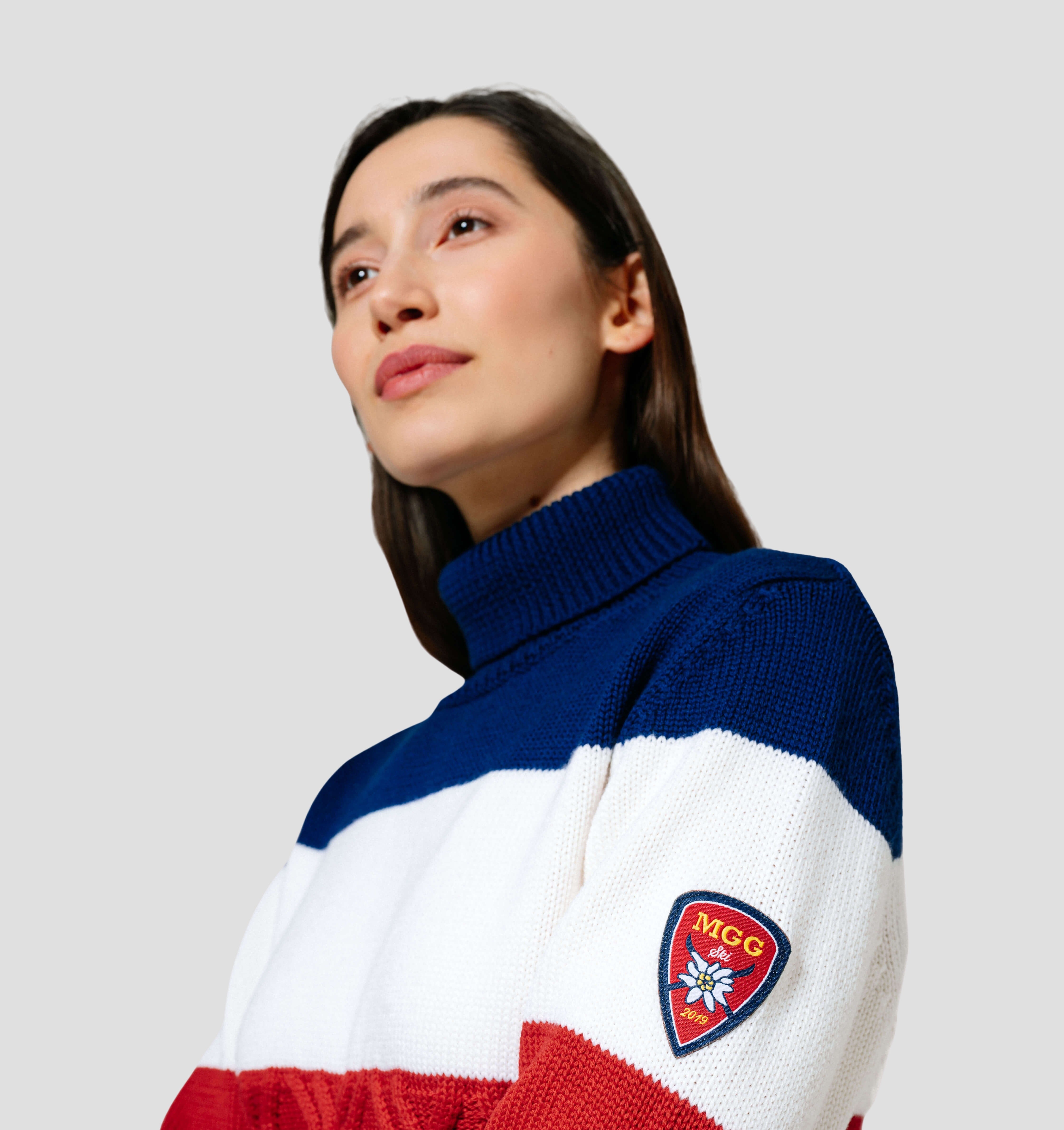 Heritage Merino Sweater - Crimson Red / Azure Blue / XS