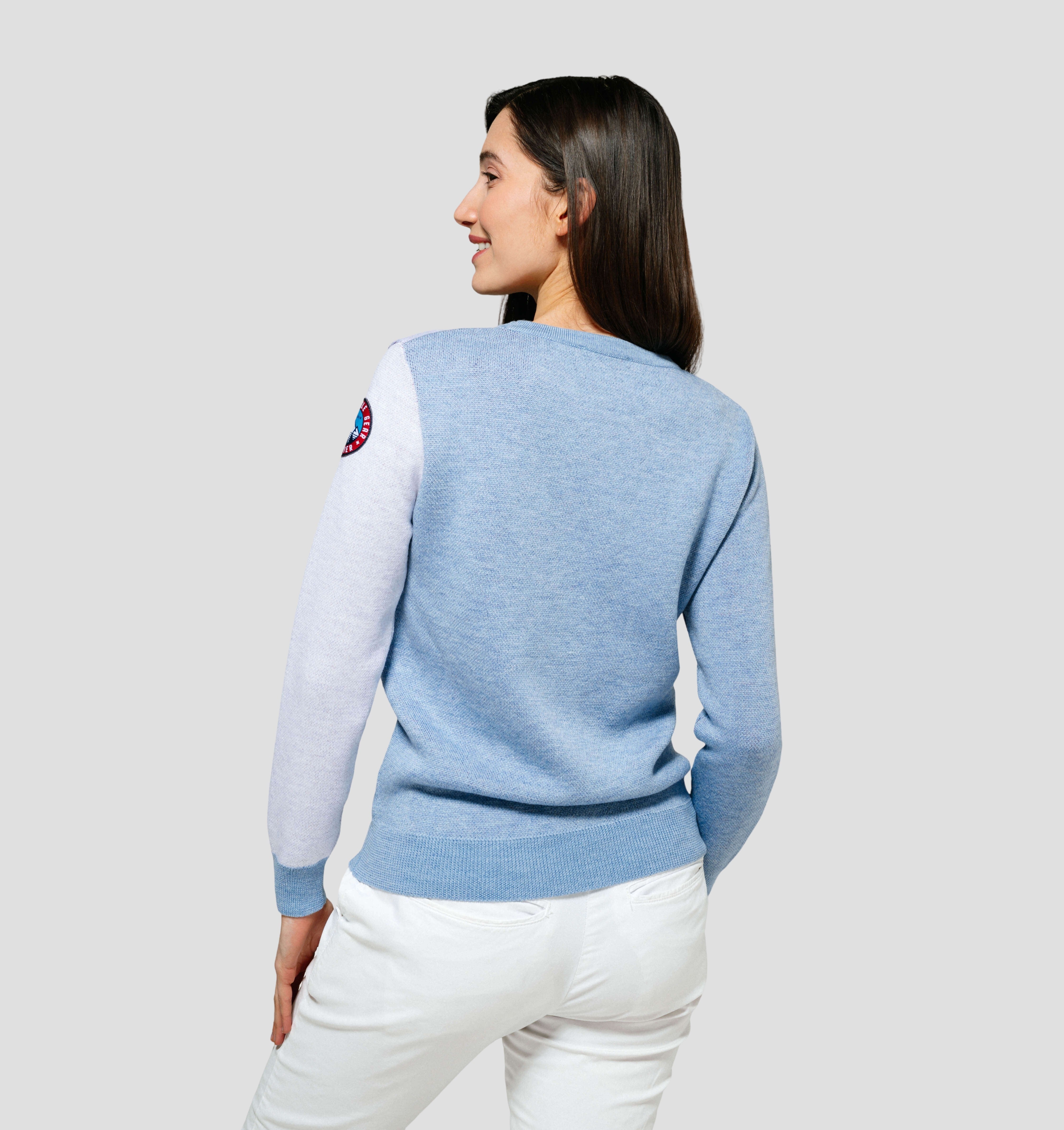 Gondola Merino Sweater - Sky Blue / Frost White / XS