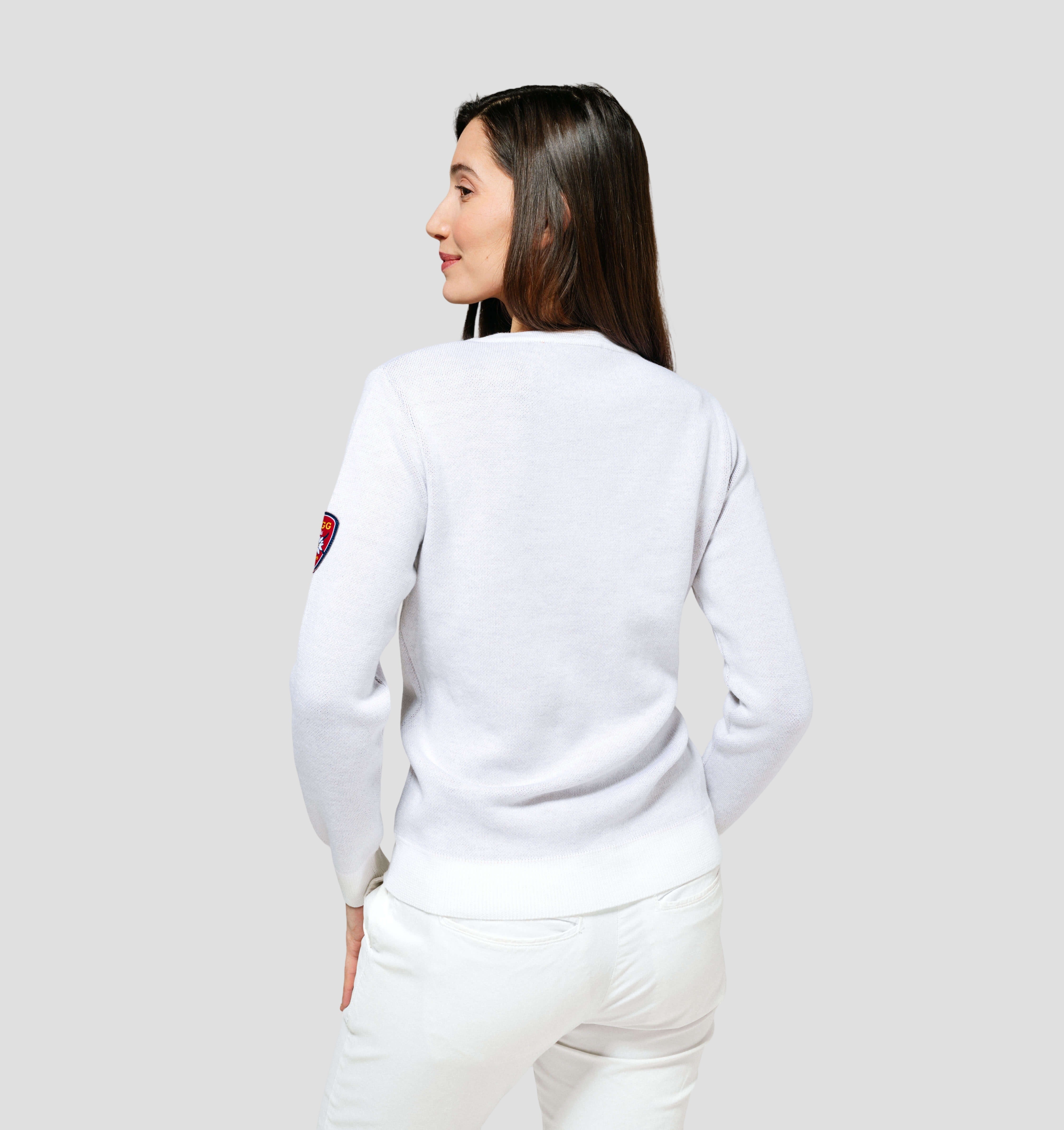 Verbier Merino Sweater - Frost White / Denim Blue / XS