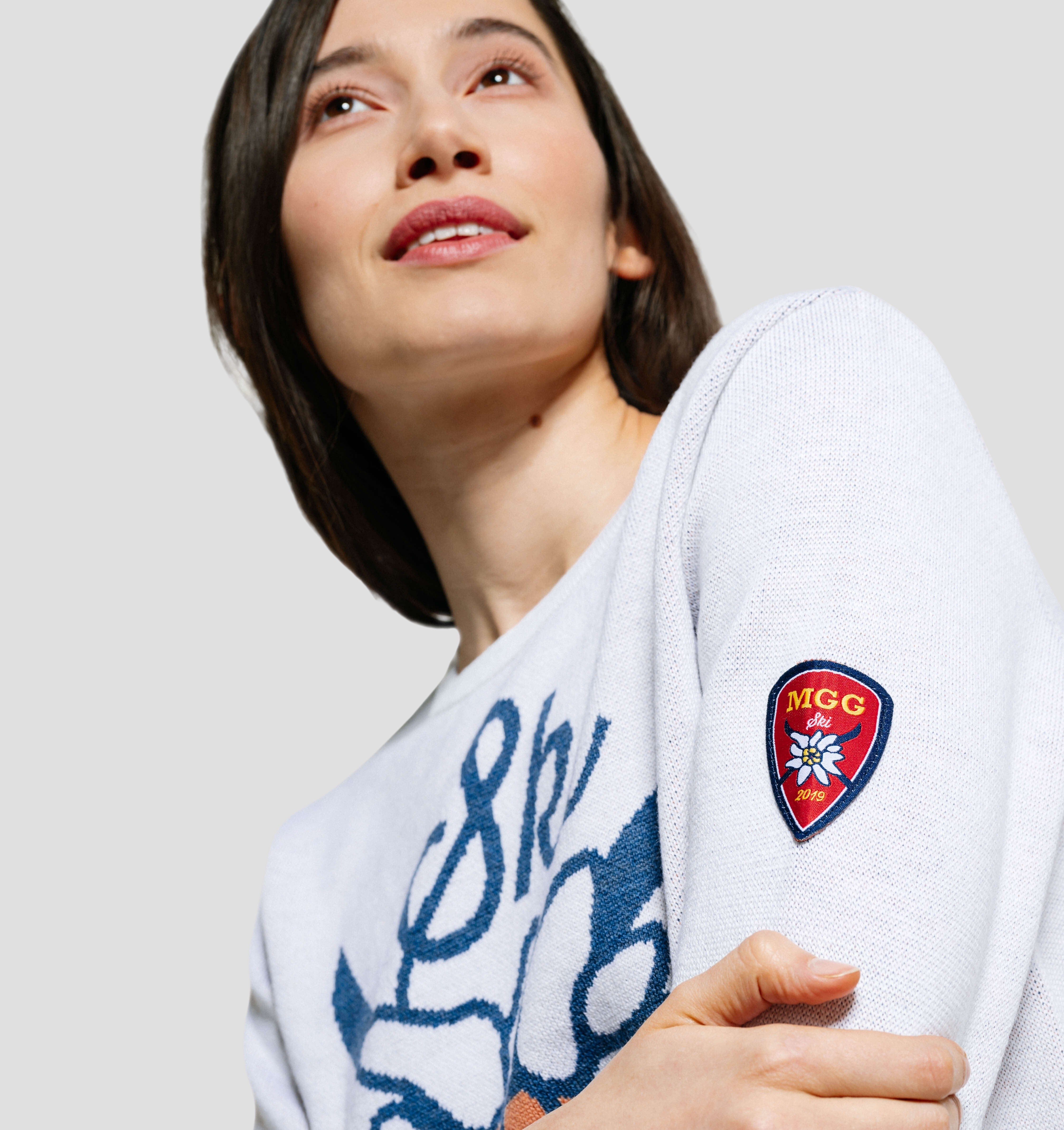 Verbier Merino Sweater - Frost White / Denim Blue / XS