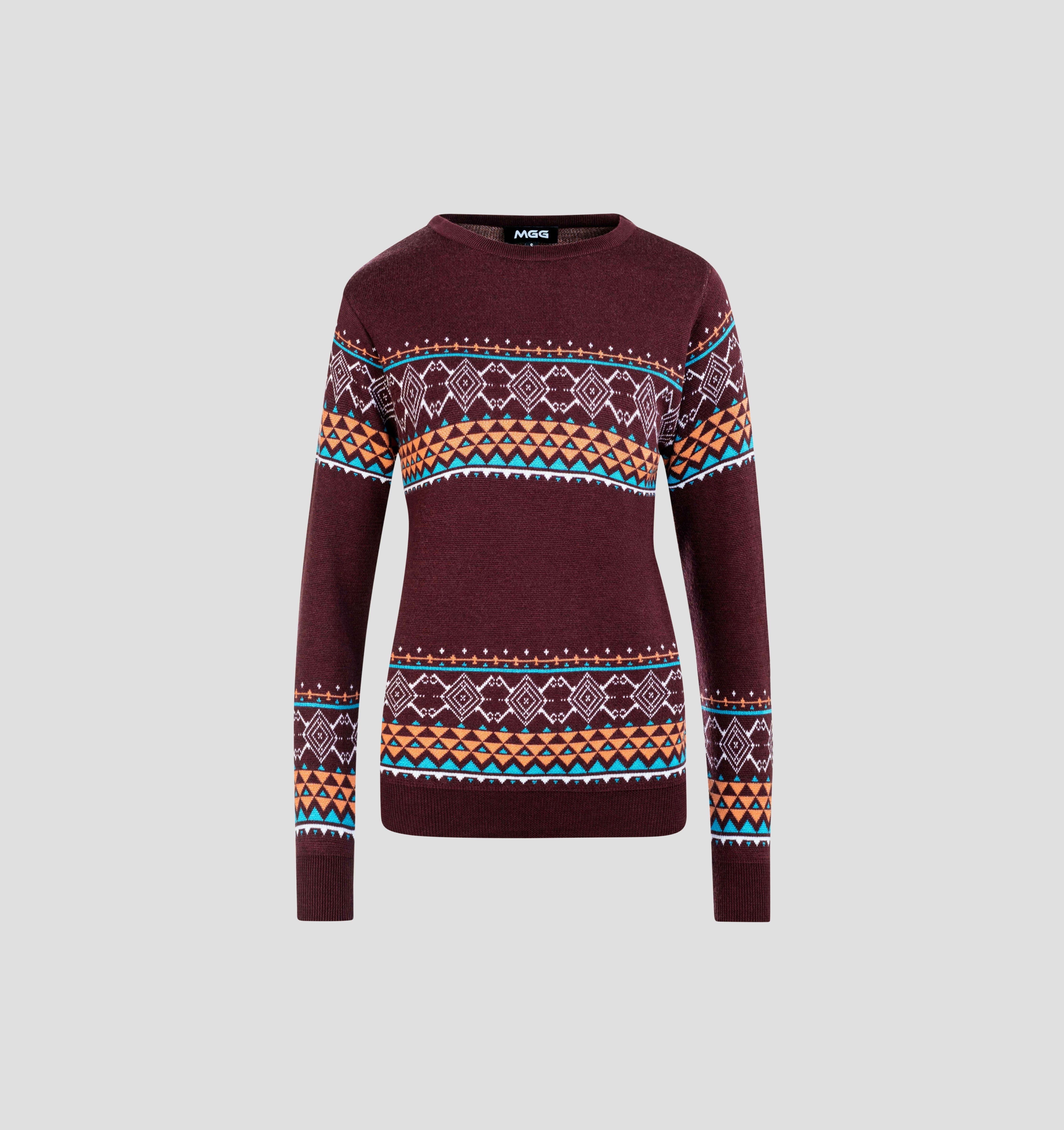 Nordic Merino Sweater - Burgundy Red / XS