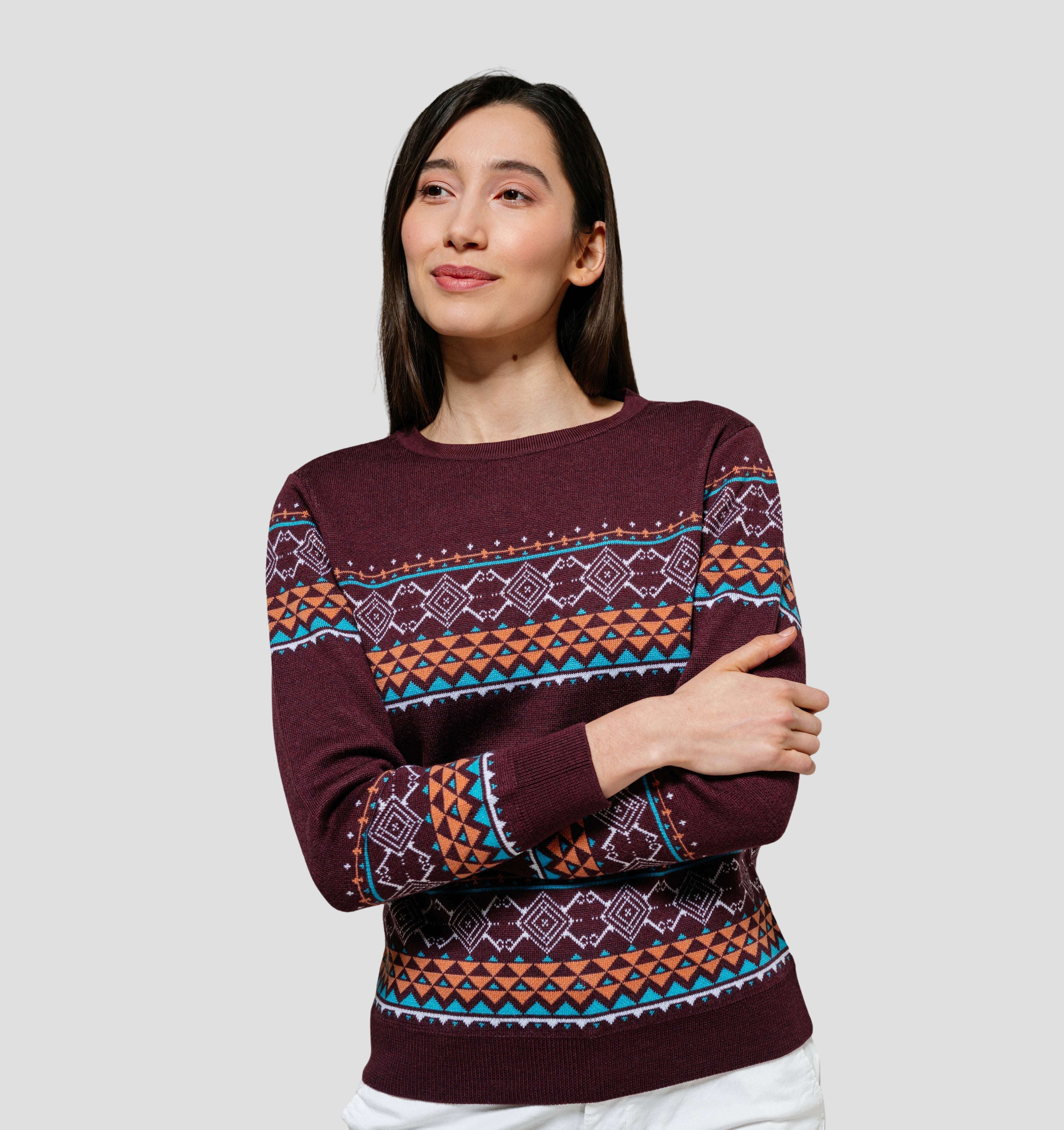 Nordic Merino Sweater - Burgundy Red / XS