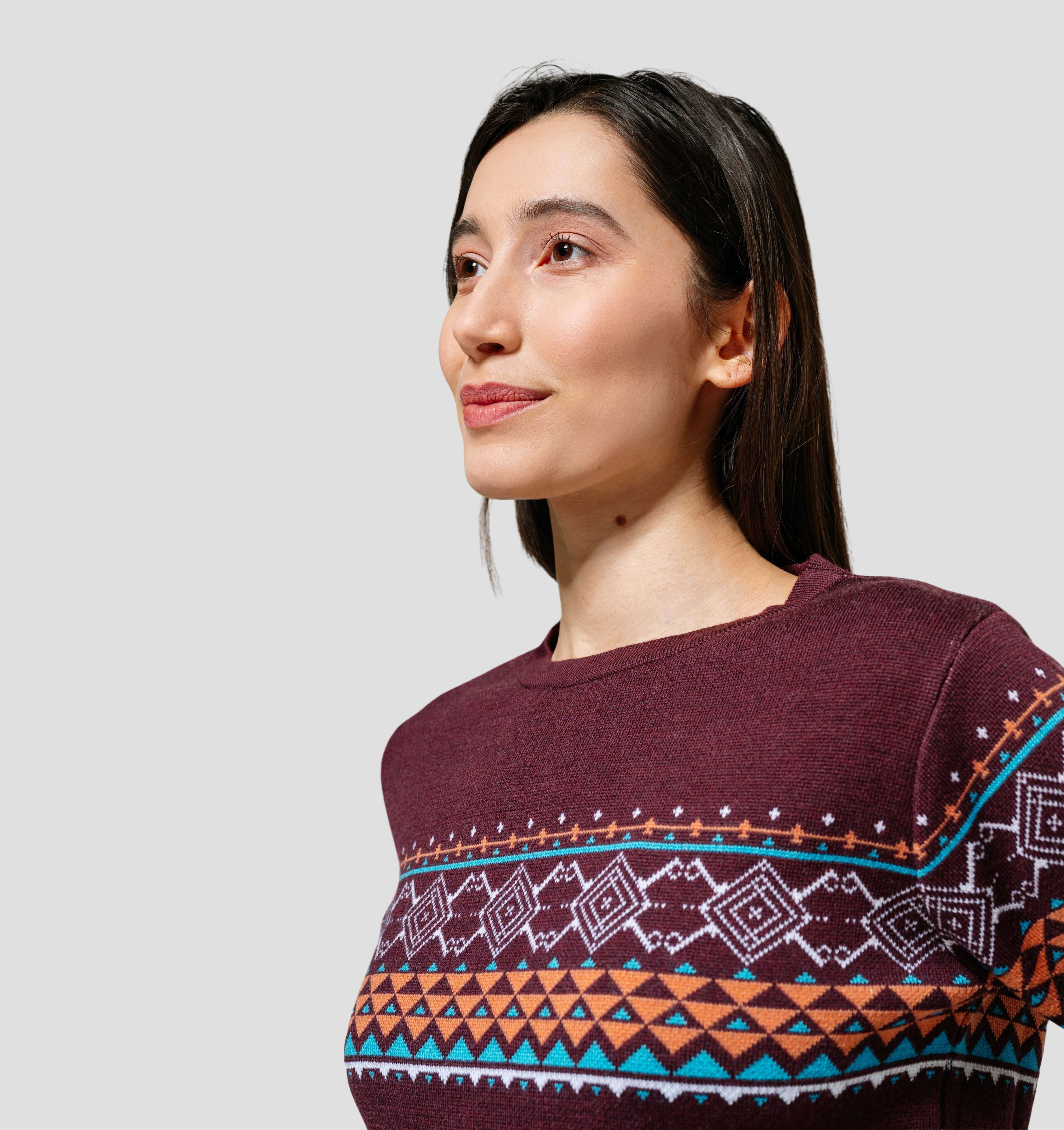 Nordic Merino Sweater - Burgundy Red / XS