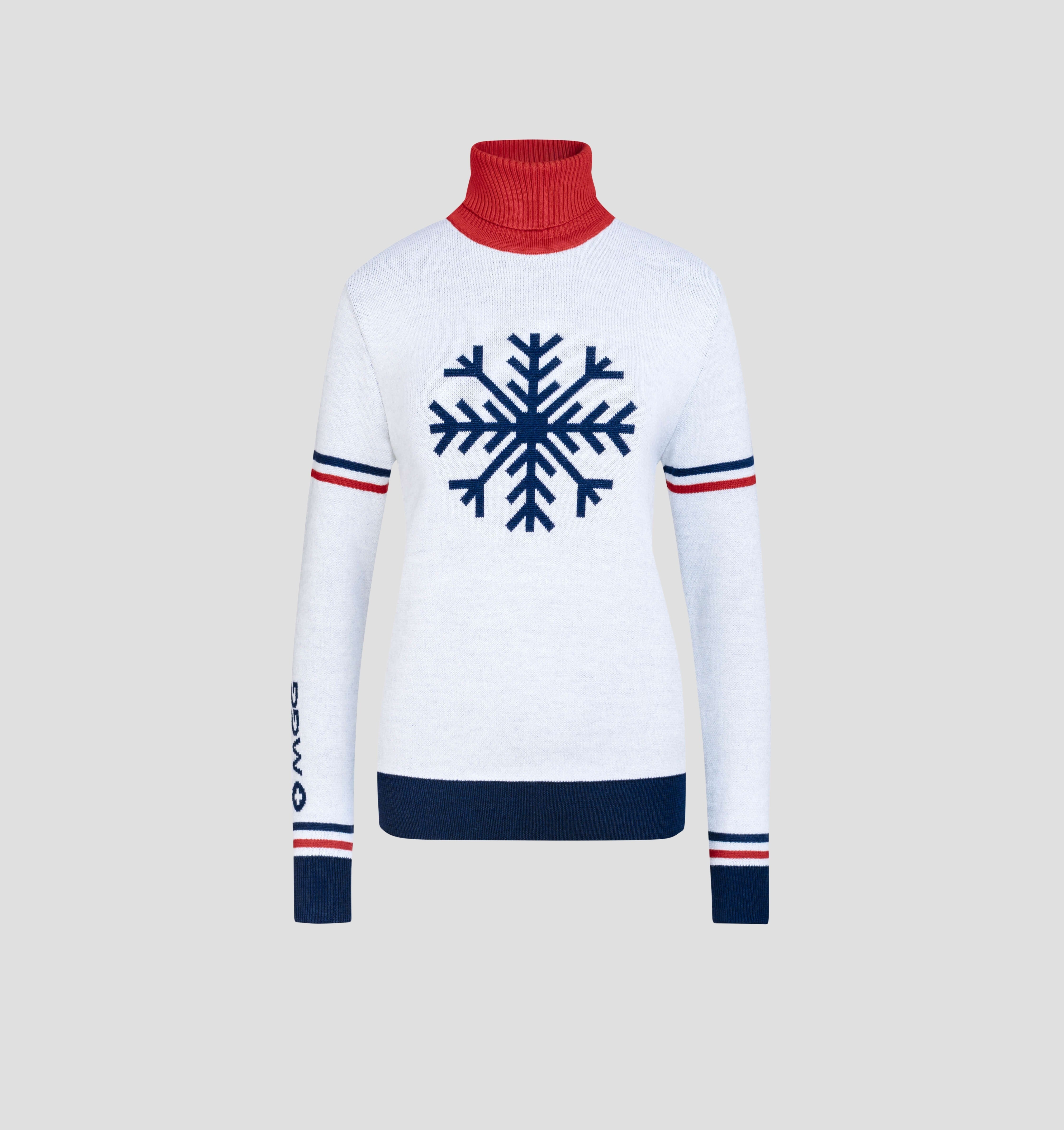 Snowflake Merino Sweater - Frost White / Navy Blue / XS