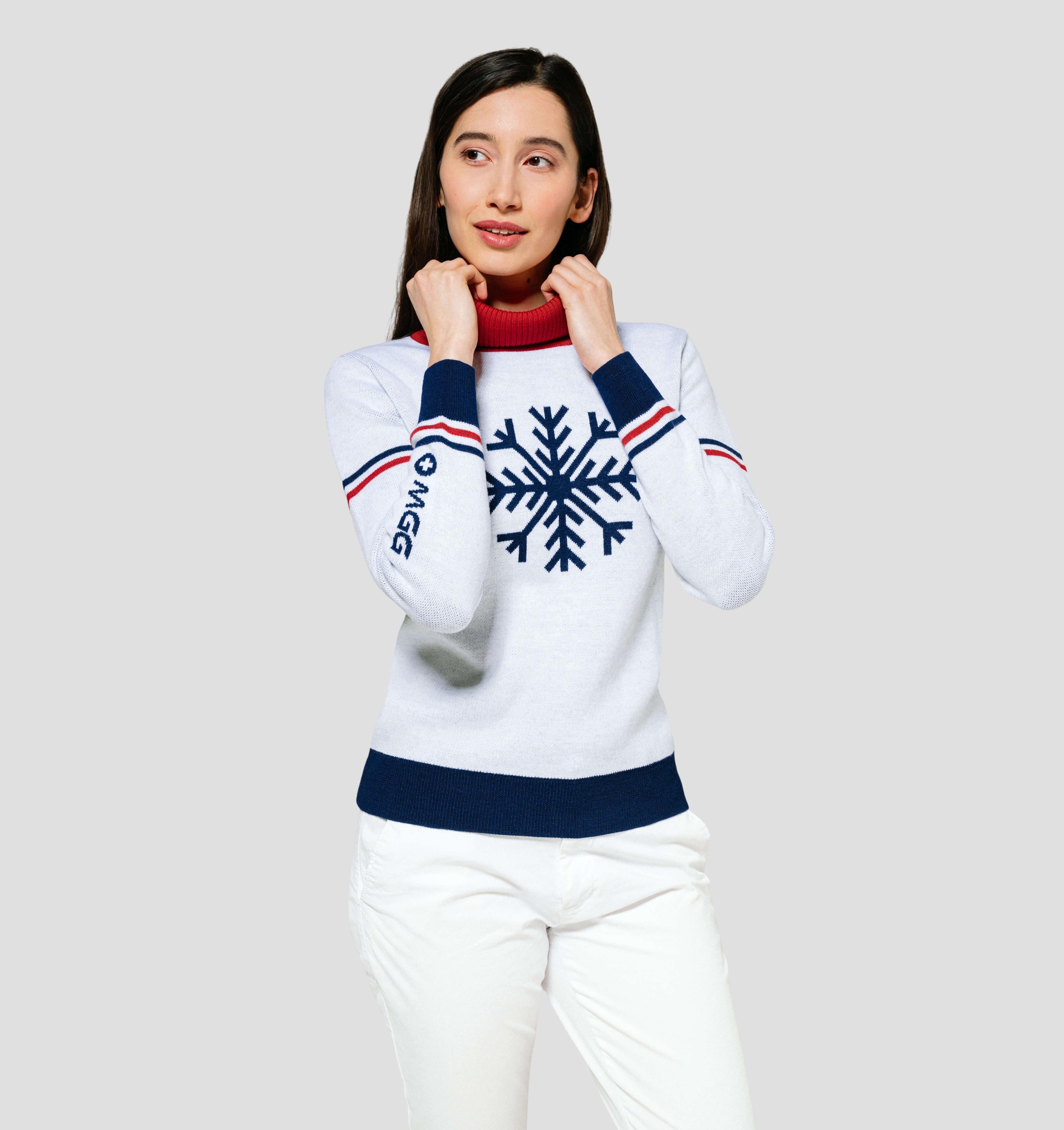 Snowflake Merino Sweater - Frost White / Navy Blue / XS