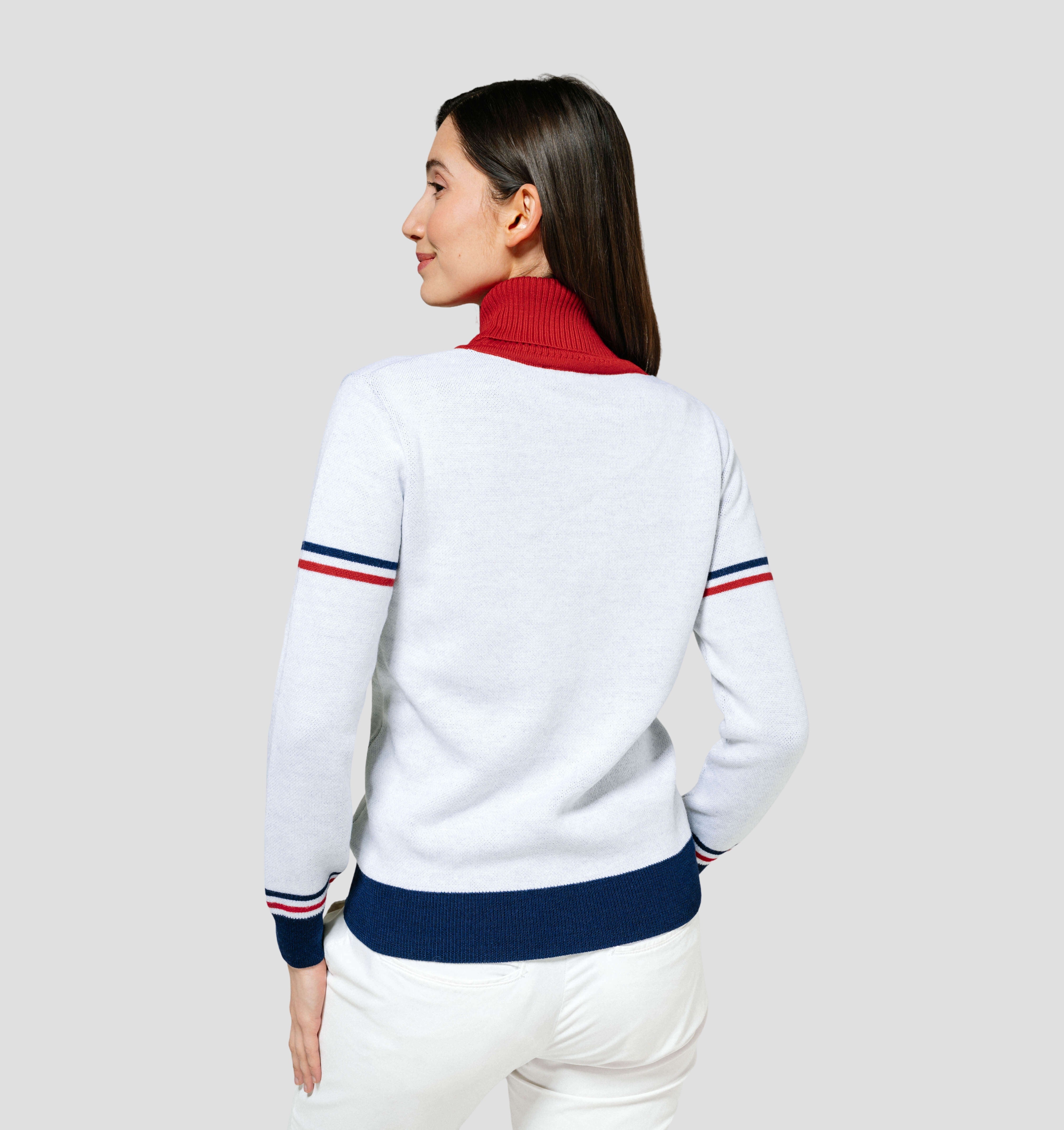 Snowflake Merino Sweater - Frost White / Navy Blue / XS