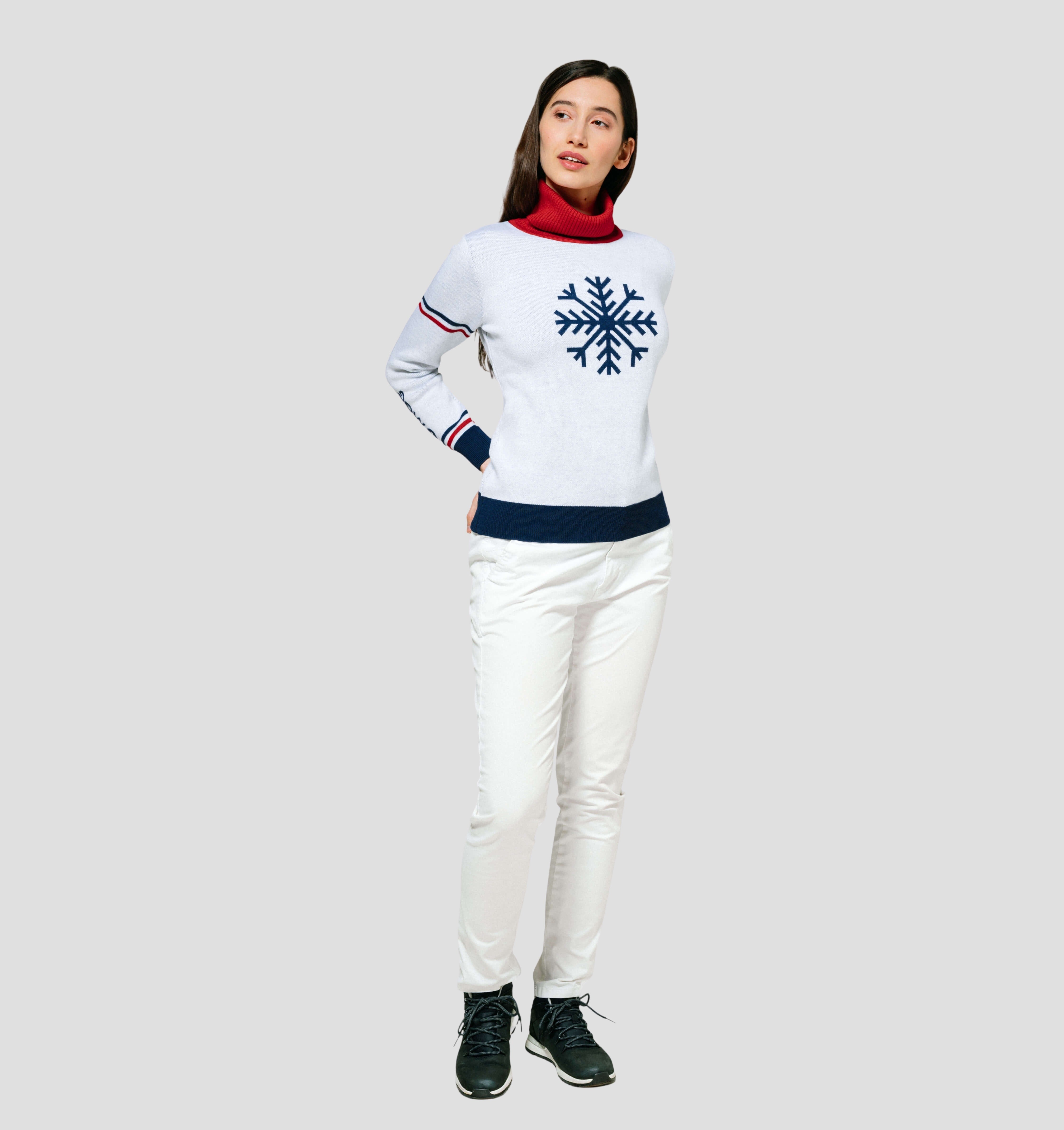 Snowflake Merino Sweater - Frost White / Navy Blue / XS