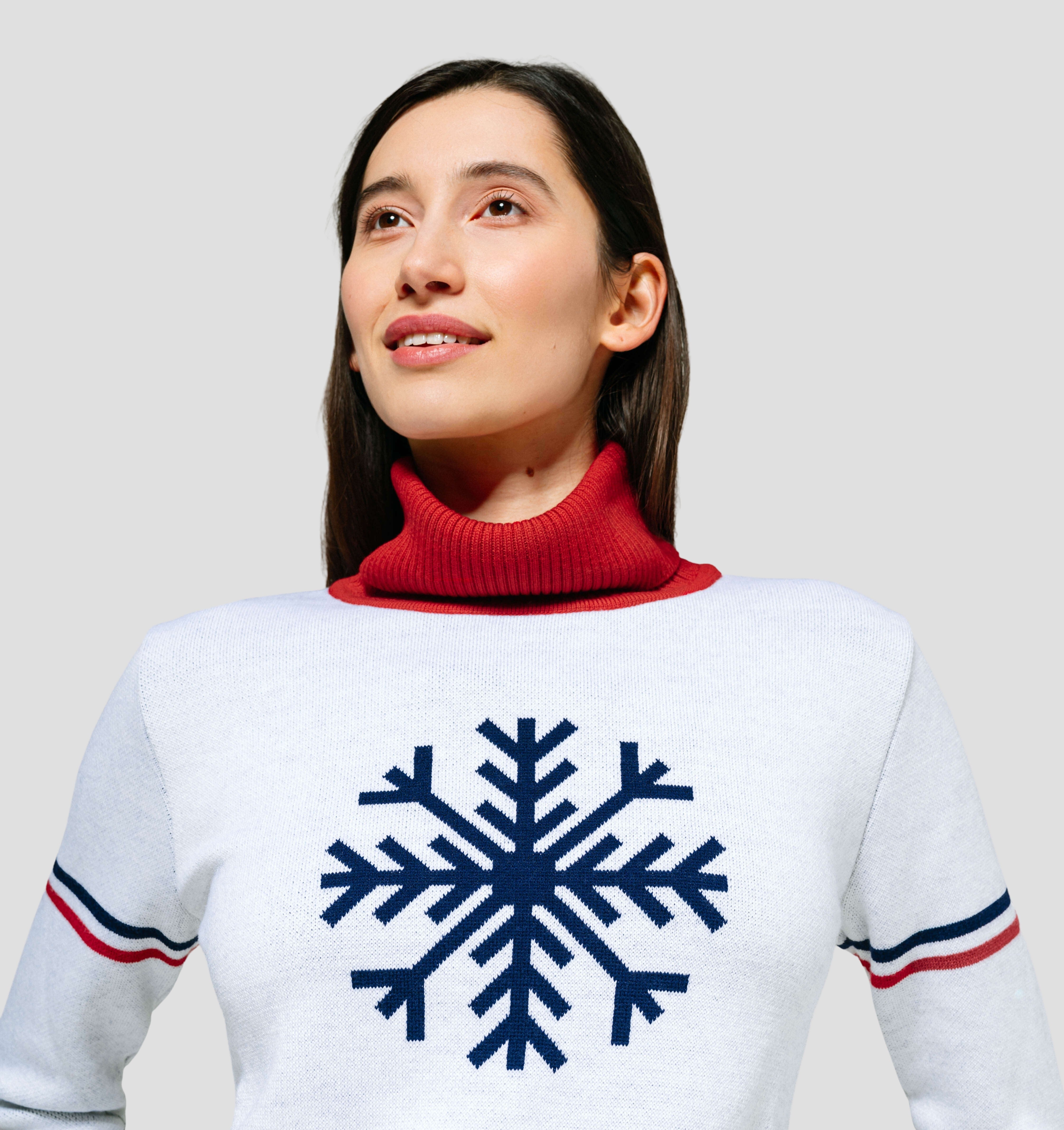 Snowflake Merino Sweater - Frost White / Navy Blue / XS