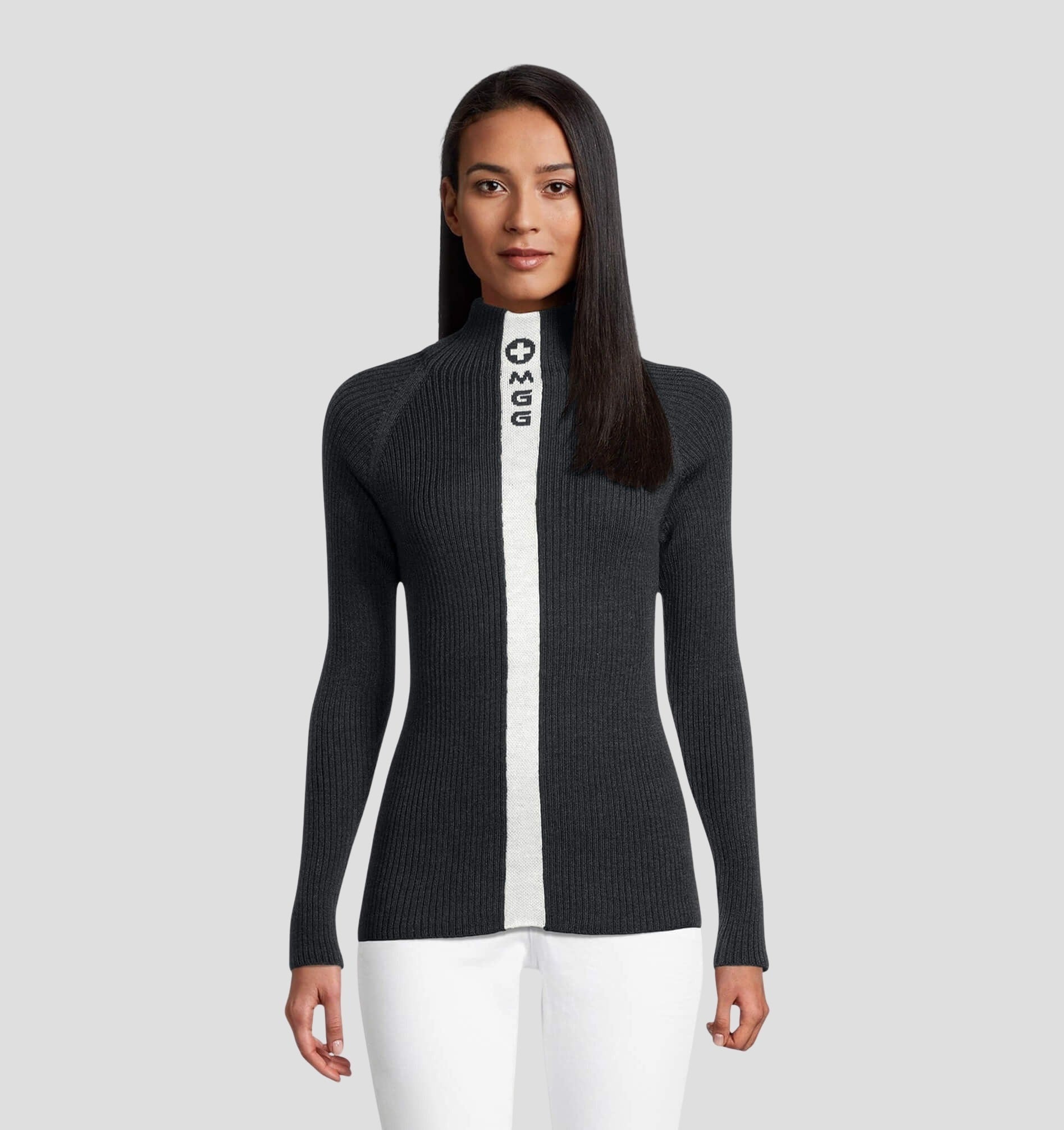 Stripe Merino Sweater - Onyx Black / Snow White / XS
